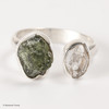 RING - RAW MOLDAVITE & HERKIMER DIAMOND - SIZE 7 (MSR169I077)