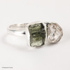 RING - RAW MOLDAVITE & HERKIMER DIAMOND - SIZE 7 (MSR169I078)