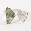 RING - RAW MOLDAVITE & HERKIMER DIAMOND - SIZE 7.5 (MSR169I083)