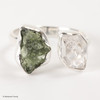 RING - RAW MOLDAVITE & HERKIMER DIAMOND - SIZE 8 (MSR169I087)