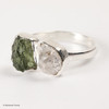 RING - RAW MOLDAVITE & HERKIMER DIAMOND - SIZE 8.5 (MSR169I088)