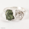 RING - RAW MOLDAVITE & HERKIMER DIAMOND - SIZE 8.5 (MSR169I088)