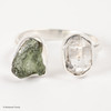 RING - RAW MOLDAVITE & HERKIMER DIAMOND - SIZE 10 (MSR169I093)