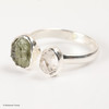 RING - RAW MOLDAVITE & HERKIMER DIAMOND - SIZE 10.5 (MSR169I094)