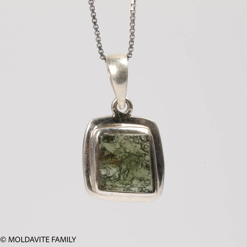 Moldavite Astronaut Space Necklace Sterling Silver 