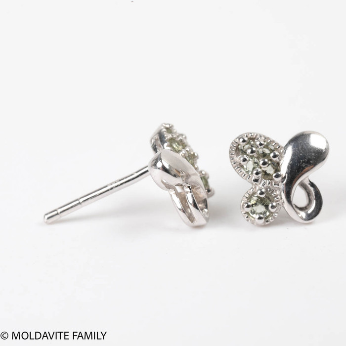 Butterfly Stud Earrings - Sterling Silver - Faceted Moldavite (MSE0047)