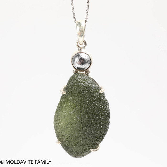 RAW MOLDAVITE / MOUNIONALUSTA METEORITE PENDANT - 15.2g ( MSP0146I028 )