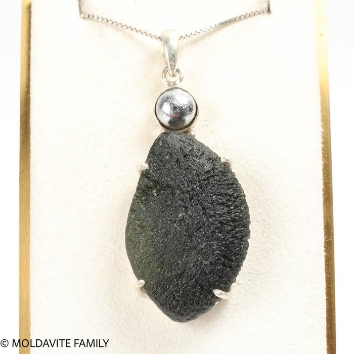 RAW MOLDAVITE / MOUNIONALUSTA METEORITE PENDANT - 15.2g ( MSP0146I028 )