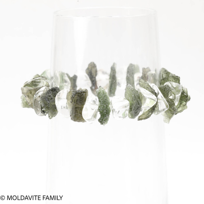 Raw Moldavite & Quartz Crystal Bracelet  - Size XS (XRB001)