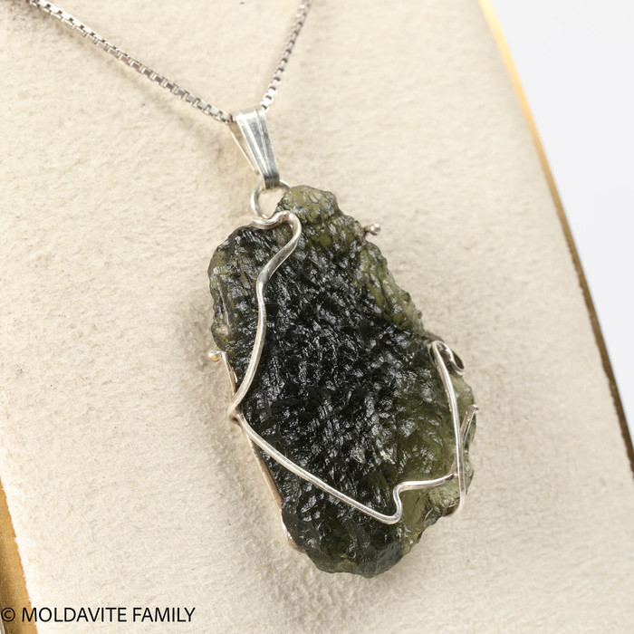 RAW MOLDAVITE PENDANT - STERLING SILVER - 5.8g (MSP0201I031)