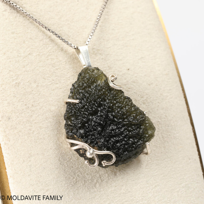 RAW MOLDAVITE PENDANT - STERLING SILVER - 5.7g (MSP0201I032)