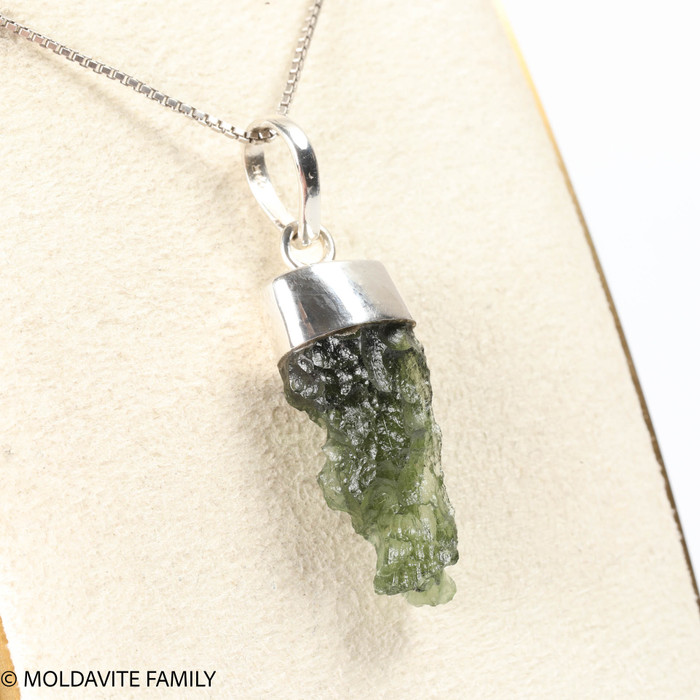 RAW MOLDAVITE PENDANT - STERLING SILVER - 2.8g (MSP0235I012)