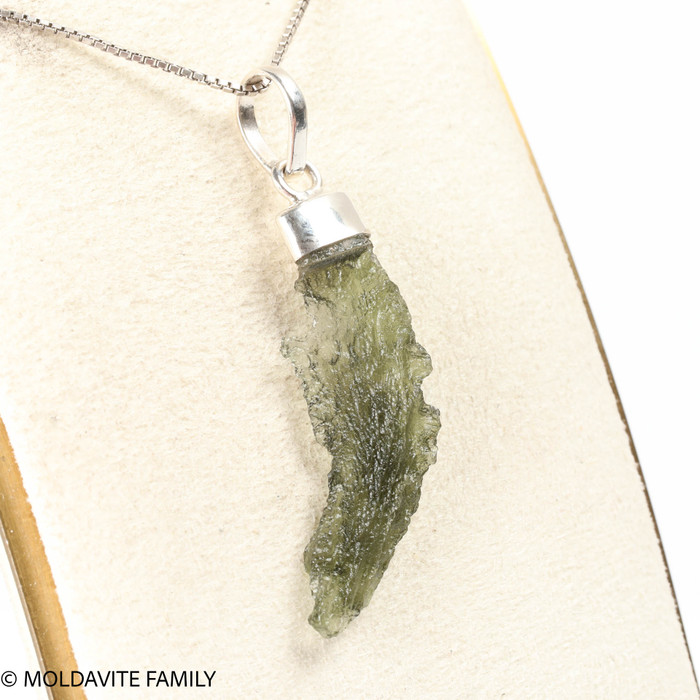 RAW MOLDAVITE PENDANT - STERLING SILVER - 2g (MSP0235I013)