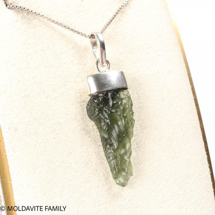 RAW MOLDAVITE PENDANT - STERLING SILVER - 2.8g (MSP0235I015)