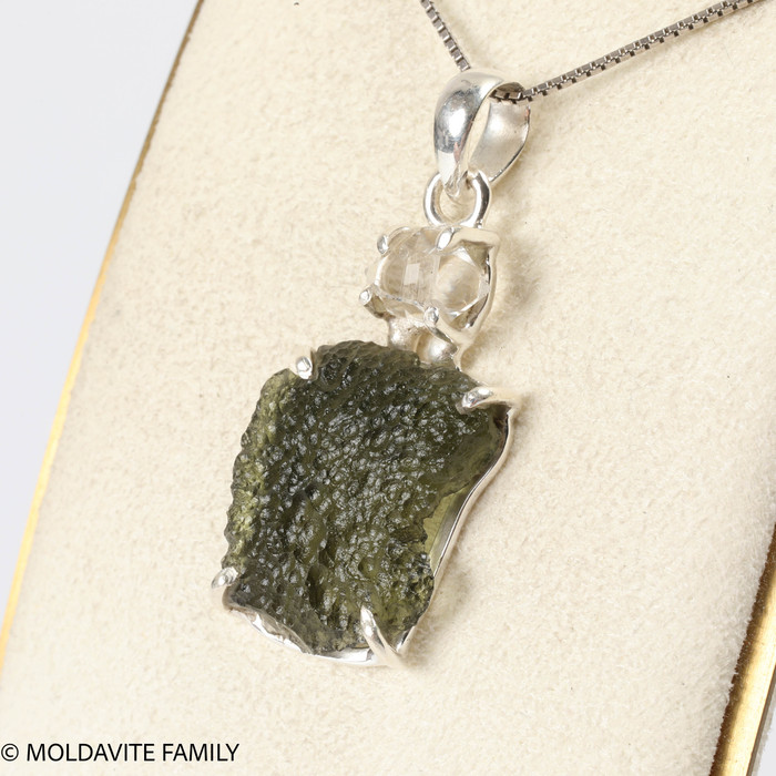 RAW MOLDAVITE / HERKIMER DIAMOND PENDANT - 5.3g (MSP0121I092)