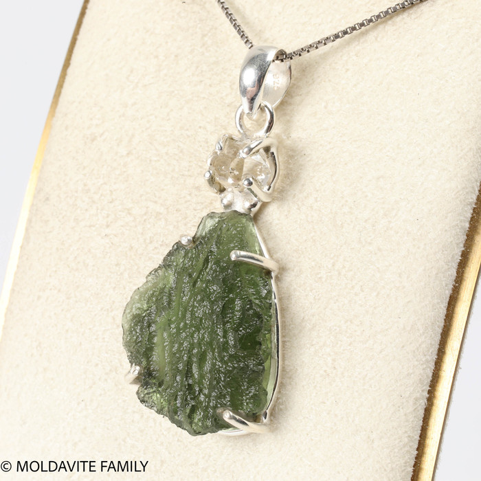 RAW MOLDAVITE / HERKIMER DIAMOND PENDANT - 6.3g (MSP0121I095)