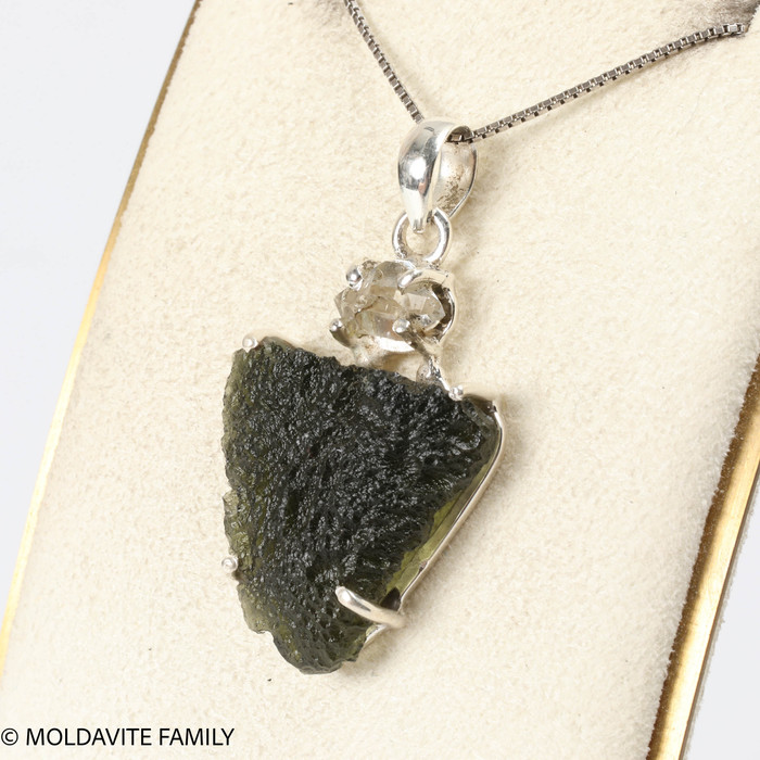 RAW MOLDAVITE / HERKIMER DIAMOND PENDANT - 7.5g (MSP0121I096)