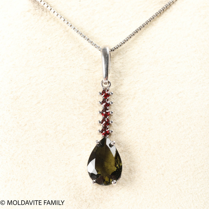 Pendant With Moldavite and Czech Garnet (MSP0242)
