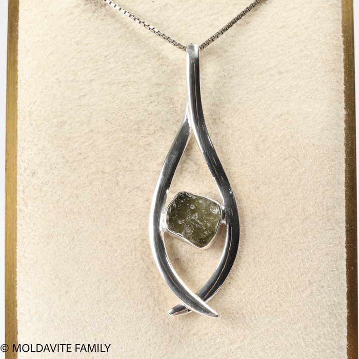 MOLDAVITE PENDANT - STERLING SILVER - 3.35g (MSP0252I003)