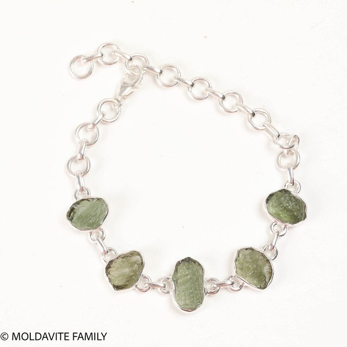 Moldavite Bracelet - Sterling Silver (MSBA003)