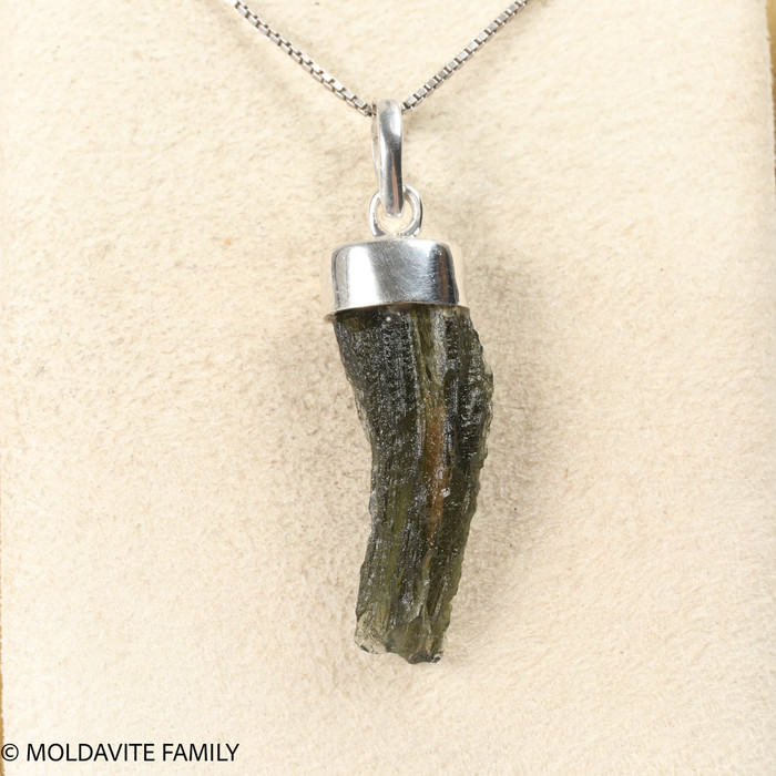 RAW MOLDAVITE PENDANT - STERLING SILVER - 2.96g (MSP0235I030)