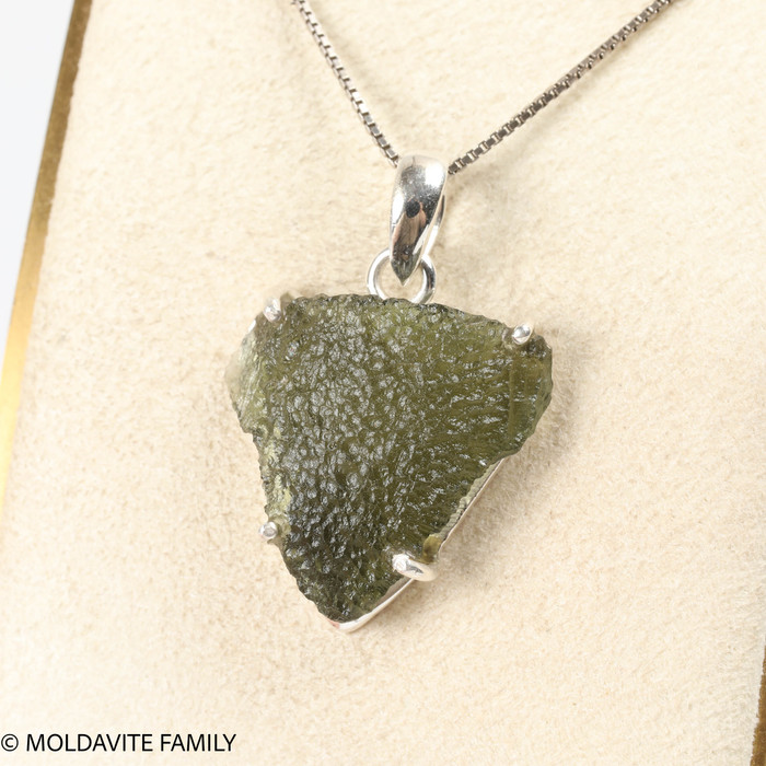 RAW MOLDAVITE PENDANT - STERLING SILVER - 4.65g (MSP0257I006)