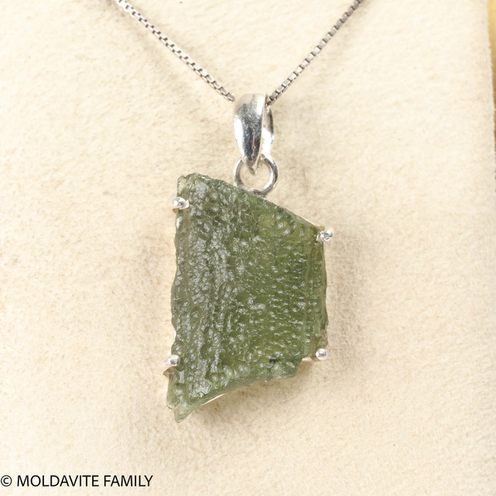 RAW MOLDAVITE PENDANT - STERLING SILVER - 4.64g (MSP0257I007)