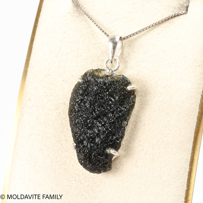 RAW MOLDAVITE PENDANT - STERLING SILVER - 8.42g (MSP0257I008)