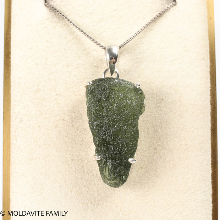 RAW MOLDAVITE PENDANT - STERLING SILVER - 6.75g (MSP0257I009)