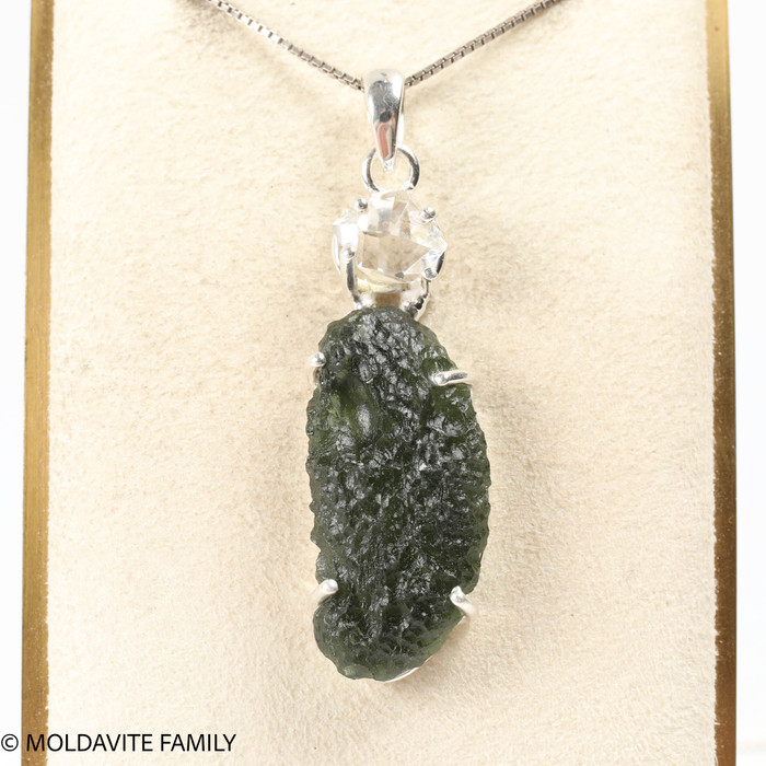RAW MOLDAVITE & HERKIMER DIAMOND PENDANT - 8.32g (MSP0121I101)