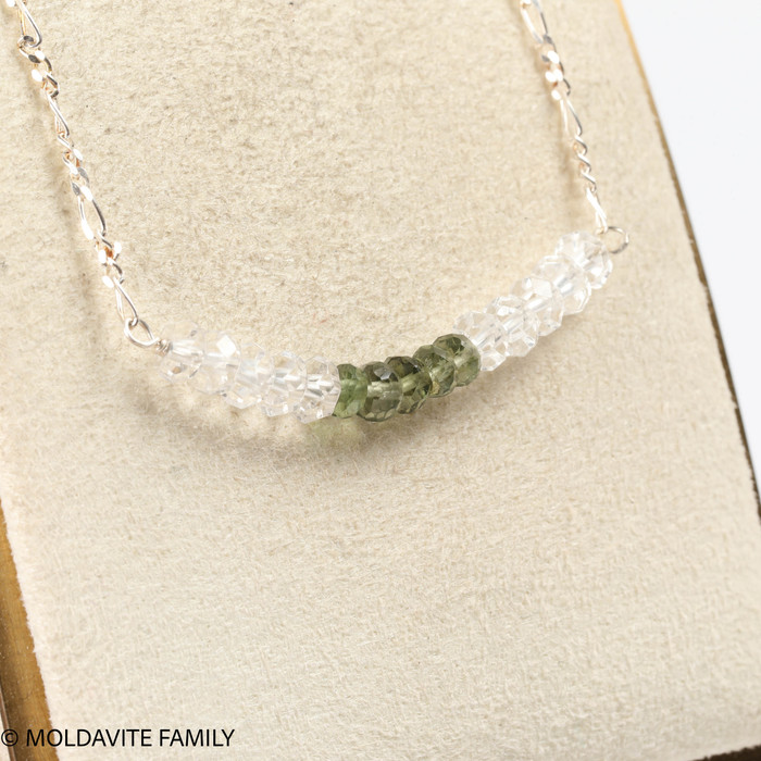 Moldavite & Herkimer Button Beads Necklace (MNCK056)