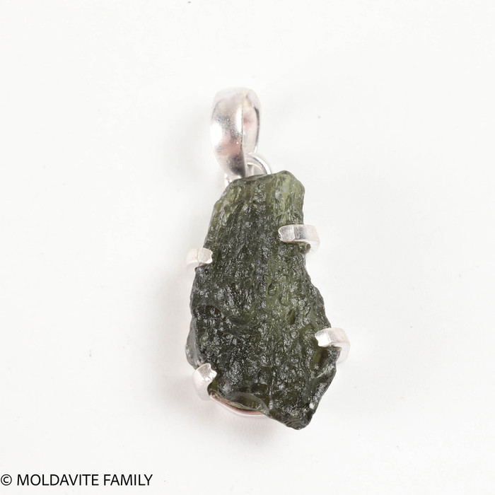 RAW MOLDAVITE PENDANT - STERLING SILVER - 4.22g (MSP0257I012)