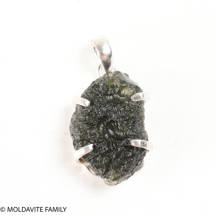 RAW MOLDAVITE PENDANT - STERLING SILVER - 5.91g (MSP0257I016)