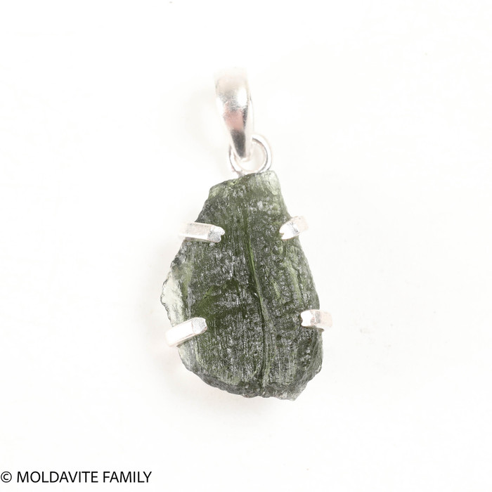 RAW MOLDAVITE PENDANT - STERLING SILVER - 4.37g (MSP0257I017)