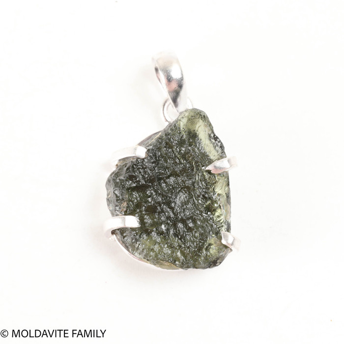 RAW MOLDAVITE PENDANT - STERLING SILVER - 4.64g (MSP0257I021)
