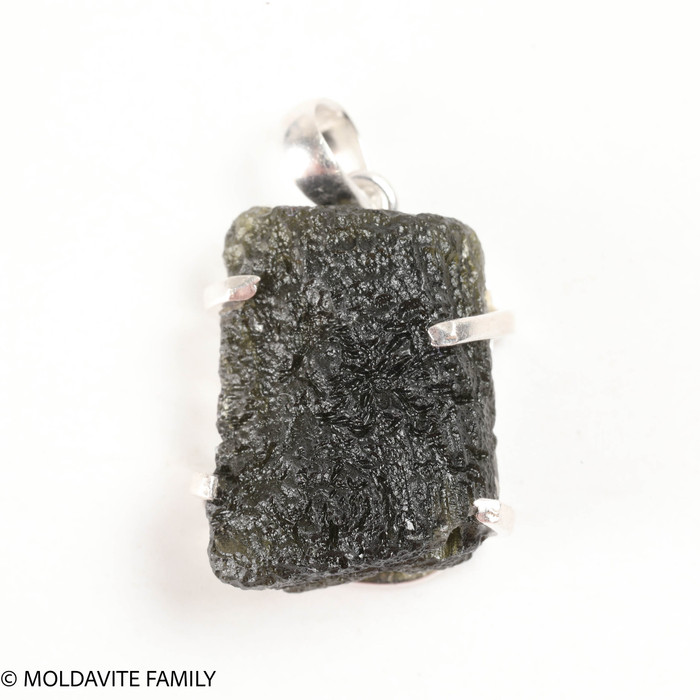 RAW MOLDAVITE PENDANT - STERLING SILVER - 8.37g (MSP0257I023)