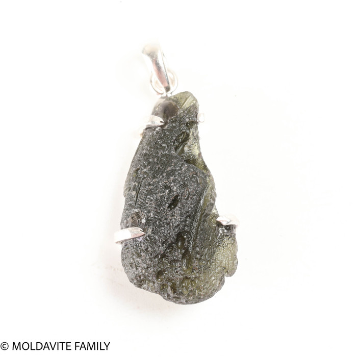 RAW MOLDAVITE PENDANT - STERLING SILVER - 6.47g (MSP0257I025)