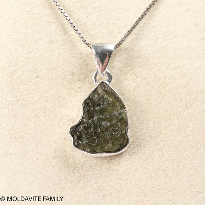 MOLDAVITE PENDANT - STERLING SILVER - 2.26g (MSP0202I145)