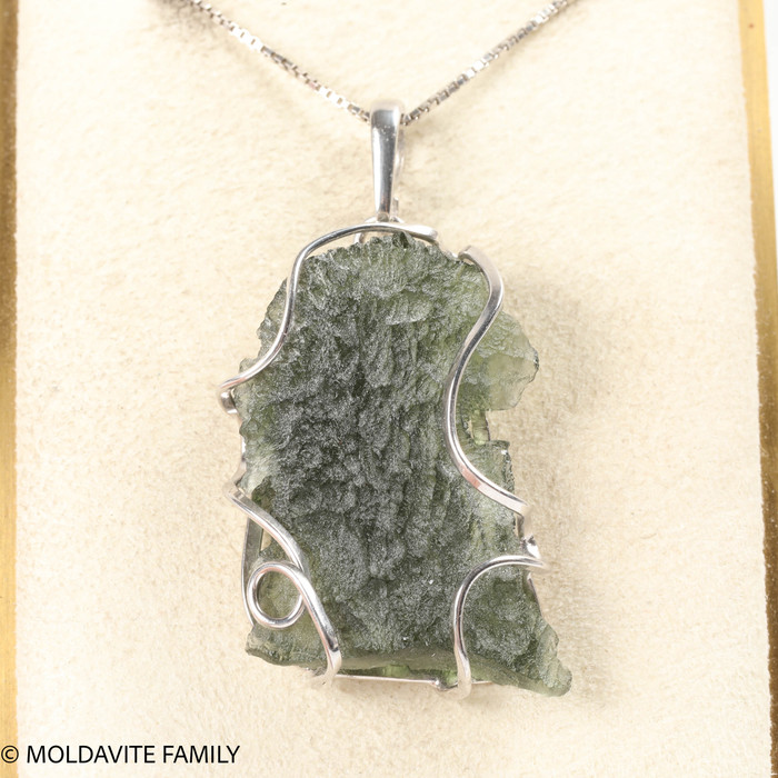 RAW MOLDAVITE PENDANT - STERLING SILVER - 9.7g (MSP0201I051)