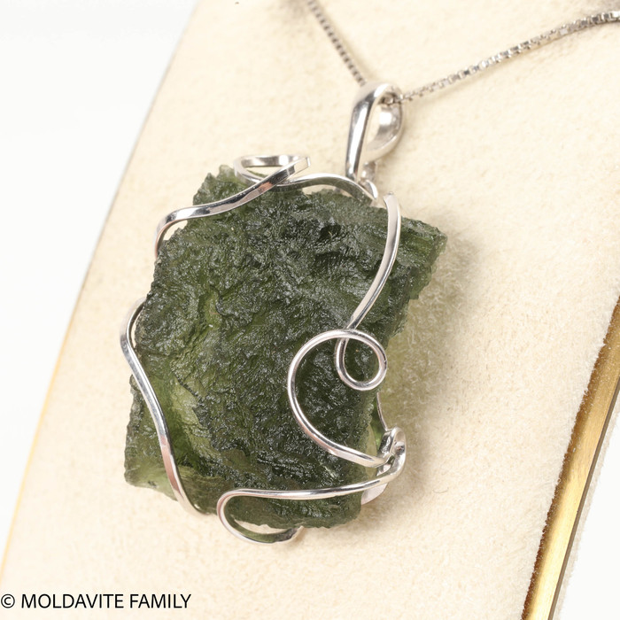 RAW MOLDAVITE PENDANT - STERLING SILVER - 12.05g (MSP0201I052)