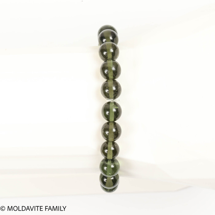MOLDAVITE ROUND BEAD BRACELET - 8.5 mm (MBED027)