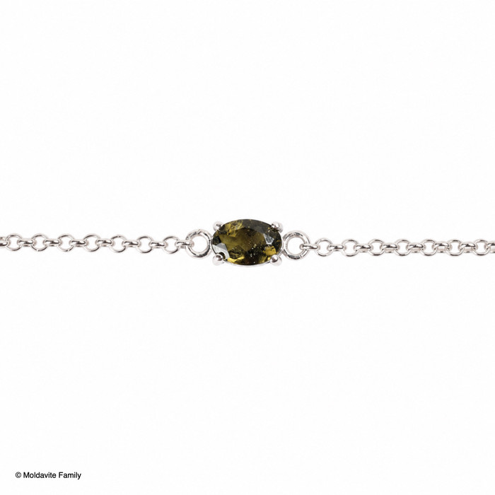 Sterling Silver Bracelet with Oval Moldavite (MSB038)