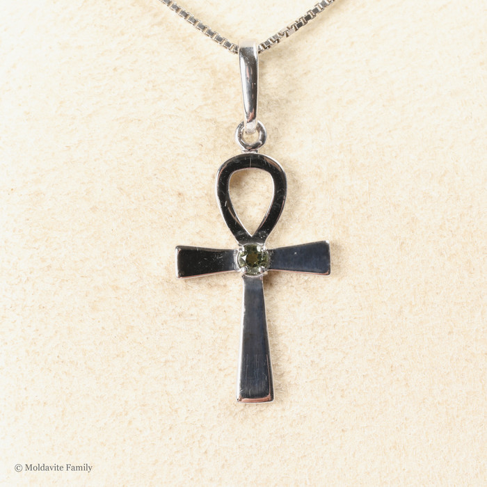 ANKH PENDANT WITH MOLDAVITE (MSP0272)