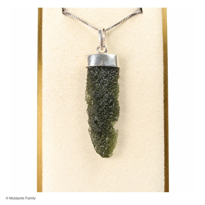 RAW MOLDAVITE PENDANT - STERLING SILVER - 5.95g (MSP0235I038)