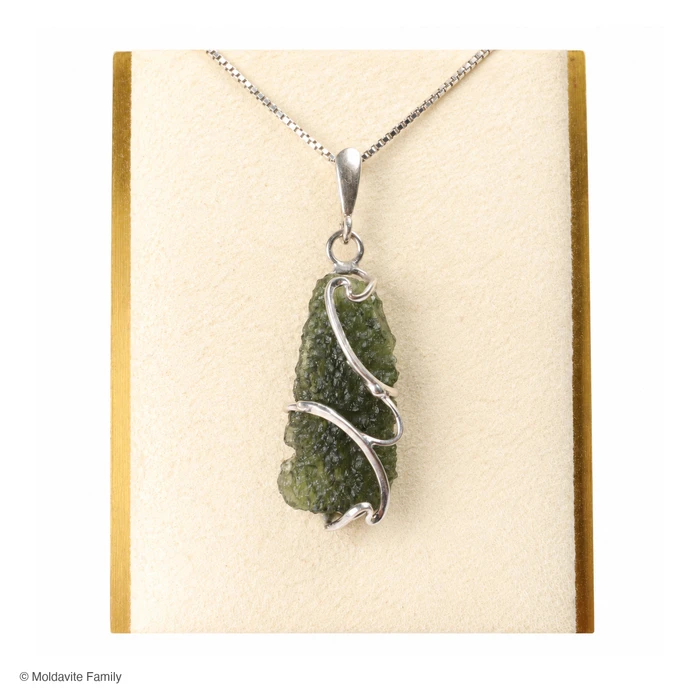 MOLDAVITE PENDANT - STERLING SILVER - 3.23g (MSP0201I054)