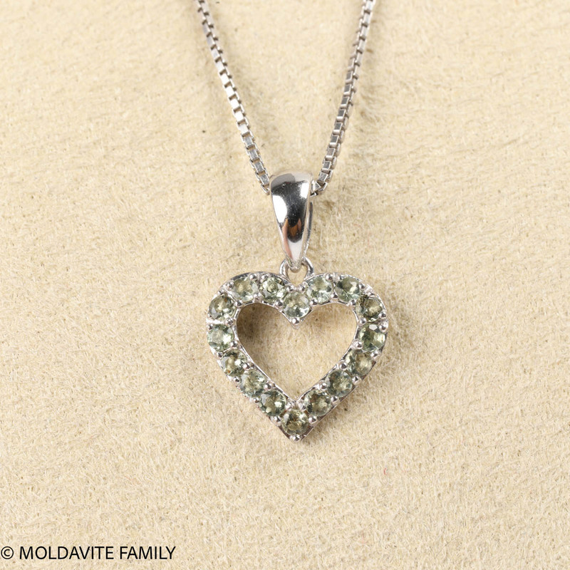 Moldavite Heart Pendant - Sterling Silver (MSP0172)