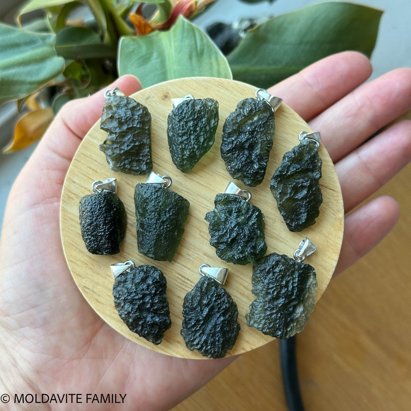 Moldavite Raw Pendant With Silver Hook - XL (RP003)