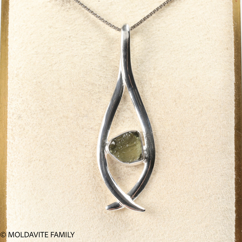 MOLDAVITE PENDANT - STERLING SILVER - 2.32g (MSP0252I007)