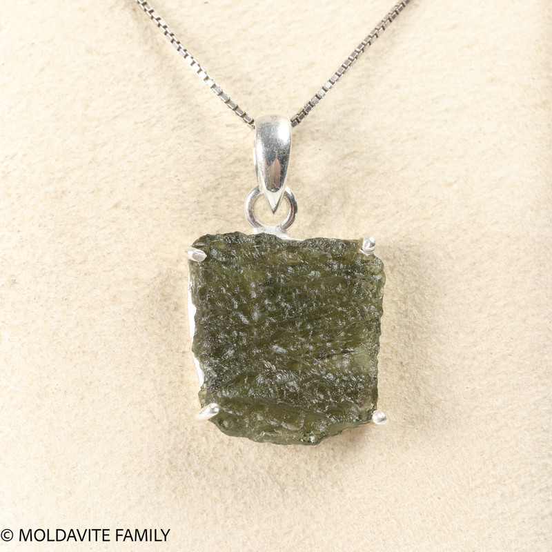 RAW MOLDAVITE PENDANT - STERLING SILVER - 4.02g (MSP0257I001)