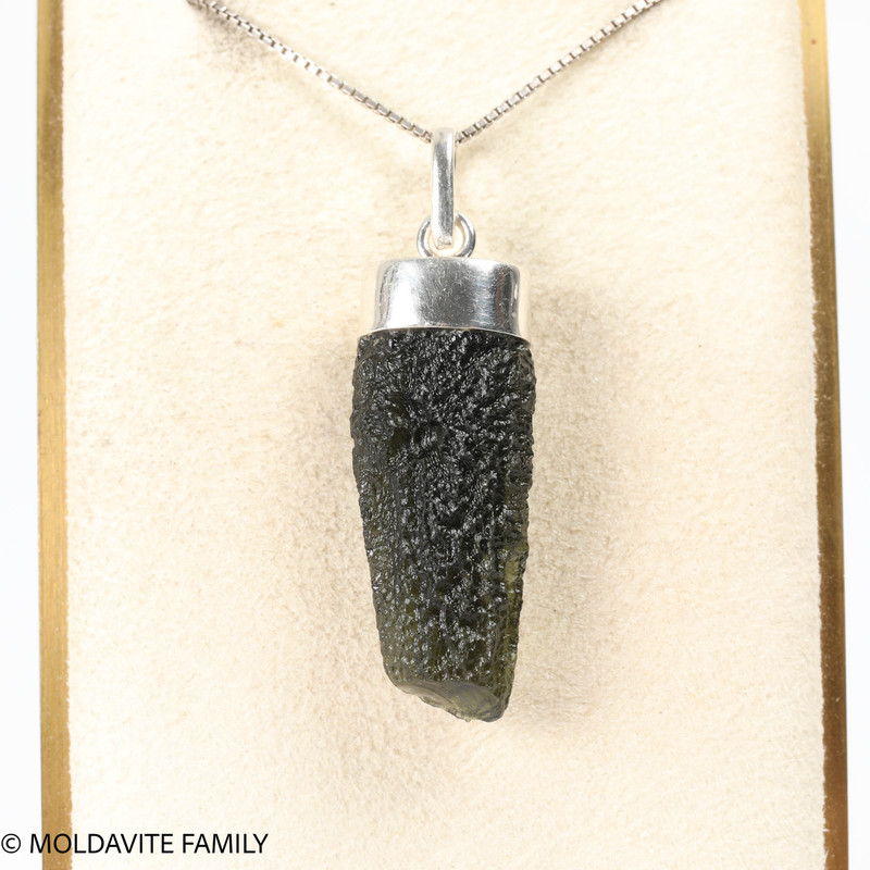 RAW MOLDAVITE PENDANT - STERLING SILVER - 6.68g (MSP0235I027)